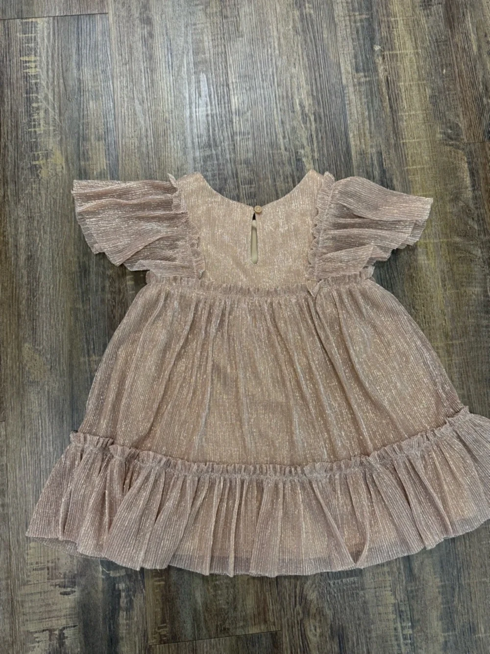 Cat & Jack Shimmery Taupe Ruffle Dress Girls 2T‎ - Picture 7 of 13